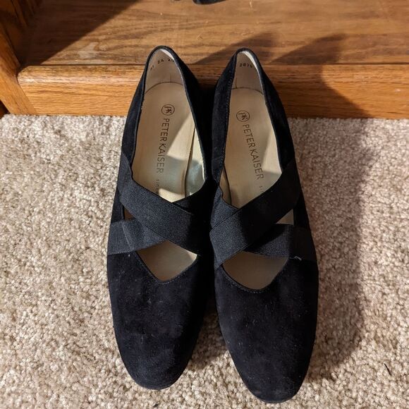 PETER kaiser black suede round toe wedge sz 5 UK euc - Picture 1 of 5